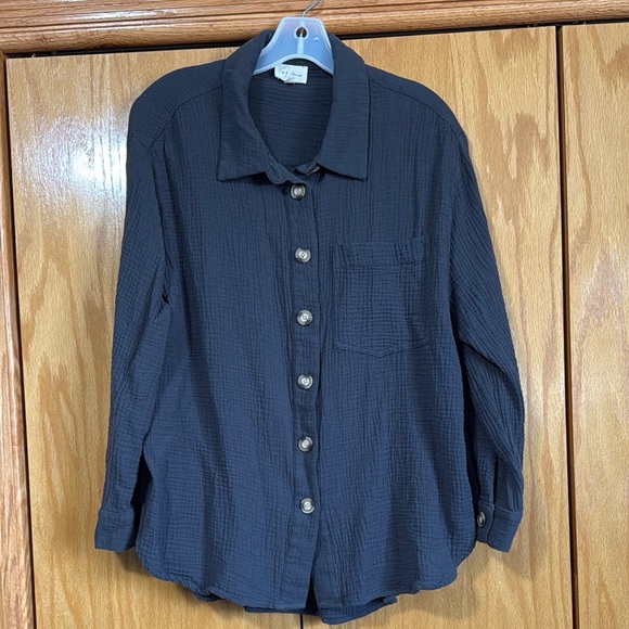 Casual Charcoal Button-Up Shirt - Picture 1 of 5